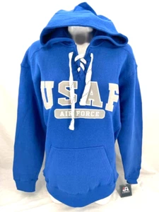 NEW USAF US Air Force Falcons J. America Lace Up Blue Hoodie Sweatshirt Womens L - Picture 1 of 8