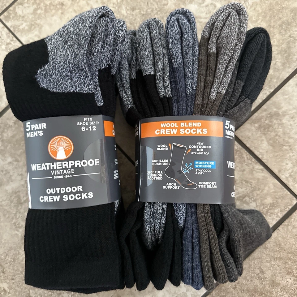 Nuevo con etiquetas Zapato para Hombres Talla 6-12 Impermeable 5 Pares Hombres Aire Libre Calcetines Mezcla de Lana Foto 1 de 1