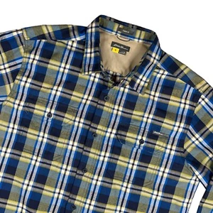 Eddie Bauer Flanellhemd Herren Gr. XL blau gelb kariert travex Knopfleiste vorne - Bild 1 von 7