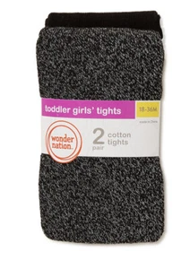 Wonder Nation Toddler Girls Flat Rib Lurex / Flat Tights , 2- Pack . Size 18-36M - Picture 1 of 8
