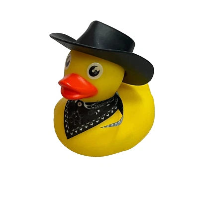 Black Cowboy Hat and Bandanna Rubber Ducks 2" Inch Vinyl Rubber Duck - Image 1 of 4