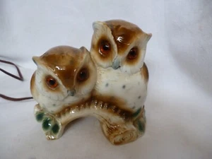 Rauchverzehrer Duftlampe Paar 2 Eulen Käuzchen auf Ast - Picture 1 of 10