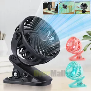3 Speeds USB Rechargeable Mini Cooling Fan Clip On Desk Baby Stroller Portable - Picture 1 of 28