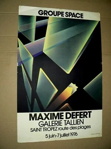 Affiche Ancienne MAXIME DEFERT 1976 Lithographie Groupe Space Poster Vintage - Picture 1 of 1