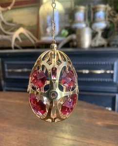 SWAROVSKI Pink Crystal  Studded Russian Style Egg Ornament 24K Gold Plated - Picture 1 of 24