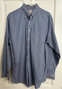 BROOKS BROTHERS Long Sleeve Shirt Sz M Button Front Blue Plaid 346 - Picture 1 of 6