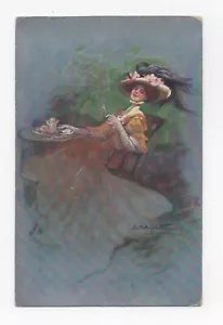 Illustrator Signed. Charm .femme IN Big/Large Toilet Concubine - Picture 1 of 2