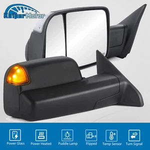 Par de espejos retrovisores eléctricos térmicos de remolque con luz de circulación blanca para Dodge Ram 2009-2018 - Imagen 1 de 13