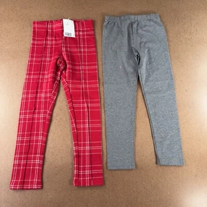 Girls 6X H&M Red Plaid Seamed Andy & Evan Gray Glitter Leggings 2 Pieces NWT - Picture 1 of 8