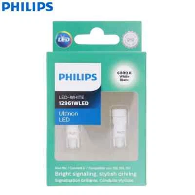 Philips Ultinon LED T10 W5W 194 12961WLED 6000K Cool White Car Turn Signal Bulbs - Image 1 of 4