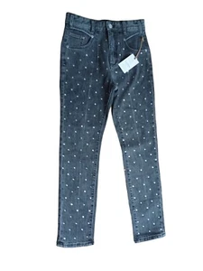 Anthropologie Pilcro Womens Straight Slim High Rise Slate Jeans Beads Size 25 - Picture 1 of 11