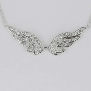2 Ct Round Cut Simulated Diamond Angel Wings Pendant 14K White Gold Plated - Picture 1 of 3