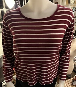 Dressbarn Damen Übergröße 3x Langarm Pullover Bluse Viertelreißverschluss gestreift - Bild 1 von 7