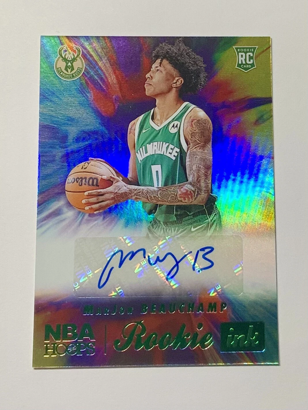 2022-23 Panini Hoops Rookie Ink Marjon Beauchamp Auto Bucks RI-MJB