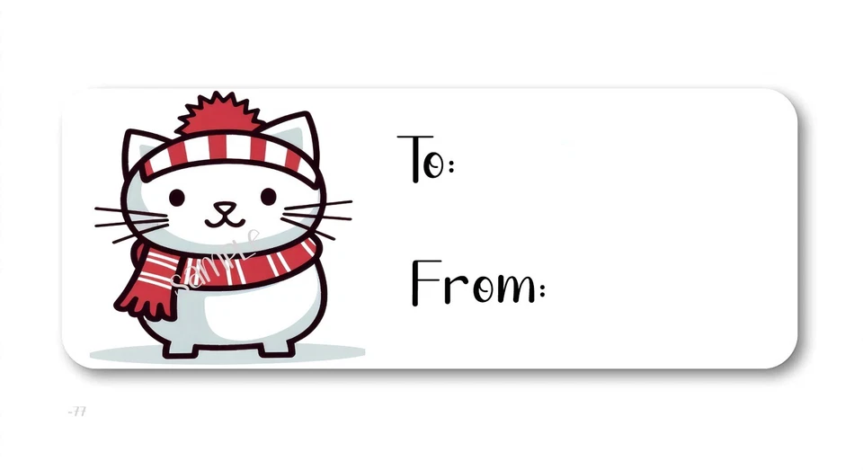 Cute Kawaii Cat Gift Tags Self Stick Gift Tag Labels Christmas TO/FROM Stickers - Image 1 of 1