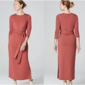 J Jill Pure Pima Cotton Burnt Orange Midi dress Womens Large Petite Mature Style - Picture 1 of 9