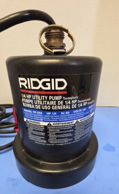 Bomba utilitaria termoplástica Ridgid 1/4 HP modelo TP-250 HZ60 voltios 120 amperios 2,5 Foto 1 de 2