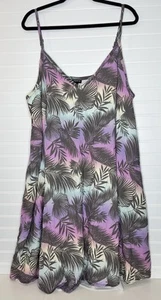 Maxi Vestido de Verano Tórrido Púrpura Hawaiano Palmera Talla Grande 2X Bolsillos Forrados - Imagen 1 de 10