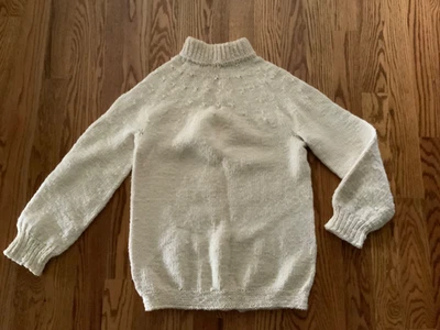 Vintage Handknitted Cream Wool Fisherman Style Pullover Sweater-Bust 44/L - Image 1 of 4