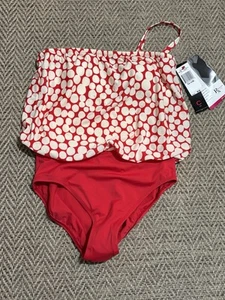 Roxanne One Piece Swimsuit Sz 14/38C Blouson Top Polka Dot Molded Cups NWT READ! - Picture 1 of 8