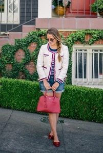J.CREW | CHAQUETA RIBETE MULTICOLOR MUJER TWEED FLECOS TALLA 00 F1586 - Imagen 1 de 12
