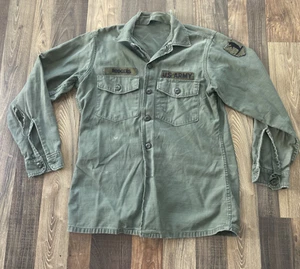 Vietnam OG-107 Satén EE. UU. Camisa Militar Para Hombre Pequeña Verde De Colección *Desgastada - Imagen 1 de 10