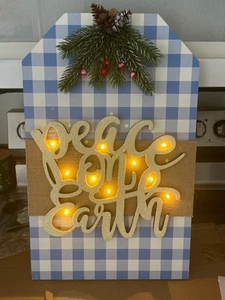 Büffel Karo Weihnachtsanhänger Spruch Wanddeko blau-weiß - Bild 1 von 4