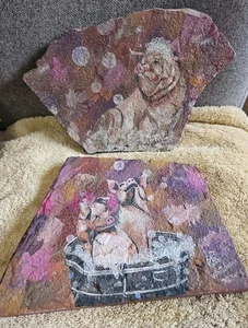 2 Pig Art Rock Paintings Mary Whitehouse 2004, Slate, Greta, Thelma And Louise - Picture 1 of 14