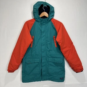 Lands' End Women's Size Large 14-16 Teal and Orange Jacket Hooded Fleece Lined - Picture 1 of 10