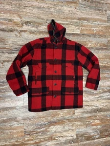 Vintage Johnson Woolen Mills Buffalo Plaid Hunting Jacket Size 46 USA Hood - Picture 1 of 6