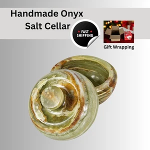Green Onyx Salt Cellar w/ Lid Handmade Pinch Bowl, Kitchen Decor, Christmas gift - Picture 1 of 12