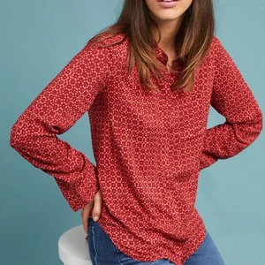 Anthropologie Holding Horses Größe Large L rot Sammie Button Down Bluse Western - Bild 1 von 11