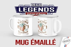 Mug émaillé moto casque, Tasse déco motard usa racing thé café cadeau vintage - Foto 1 di 1