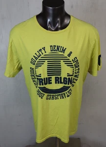Herren True Religion Kurzarm T-Shirt Größe XXL Gelb Baumwolle Kreis Streifen SS - Bild 1 von 8