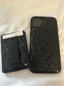 Walli iPhone 13 Pro Black Flower  iPhone Case & Magnetic Phone Grip Wallet New - Photo 1 sur 6