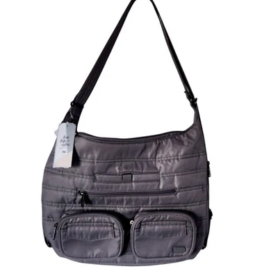 Lug Zipliner 2 Convertible Hobo Bag Pearl Grey Crossbody Travel RFID Lightweight - Image 1 of 4