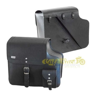 Coppia borse laterale in cuoio nero per Harley Davidson Sportster XL > 1994 42lt - Picture 1 of 3