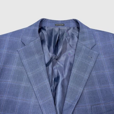 Joseph Abboud 运动外套男式 48R 蓝色窗玻璃双纽扣双通风弹力 — 第 1/4 张图片