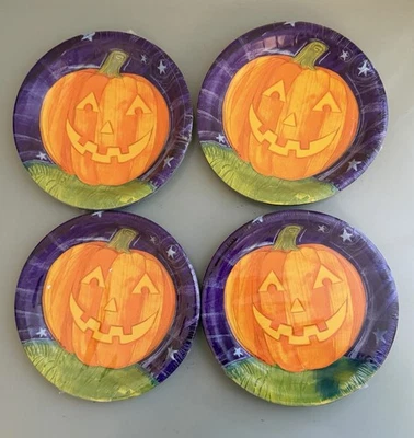 Lote 48 Platos de Papel De Colección Años 90 Y2K DesignWare Nuevos 7" Postre Calabaza Jack Halloween Foto 1 de 2