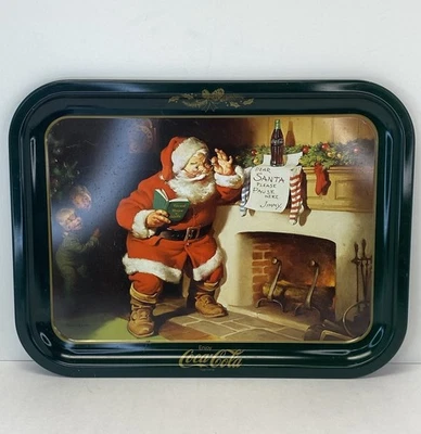 Vintage Coca Cola Metal Tray Santa Claus Dear Santa 1989 Made in USA - Image 1 of 4