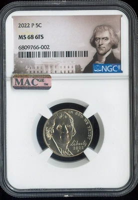 2022 Jefferson Nickel 5C NGC MS68 6FS Quality - Image 1 of 2