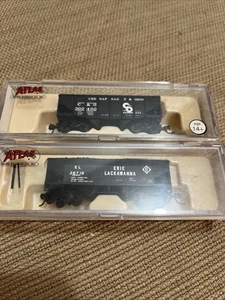 Atlas N Scale Train Lot Of 2 Chesapeake & Ohio Erie Lackawanna 2 Bay Hopper Coal - Imagen 1 de 12
