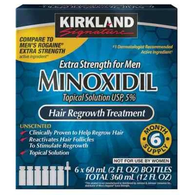 Kirkland Minoxidil 5% Solución de Regeneración del Cabello Extra Fuerza Hombres Suministro para 6 Meses  Foto 1 de 4