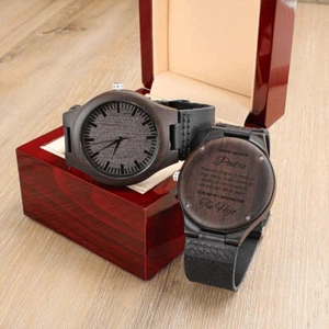 Regalo de Navidad Para Hombre Regalo De Hijo Para Papa 2023 Reloj Madera/Cuero - Picture 1 of 8