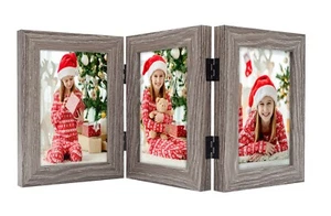 4x6 5x7 Trifold Picture Frame Hinged Photo Three Folding Frames Vertical Desktop - Picture 1 of 11