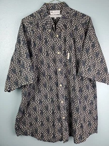 Columbia Mens Short Sleeve Black Brown Fish Pattern Shirt Size XL GUC - Picture 1 of 8
