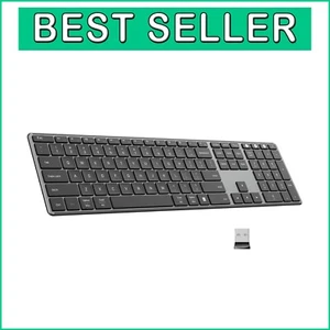 Multi-Device Slim Wireless Keyboard - Rechargeable, Quiet Scissor Switch Design - Picture 1 of 9