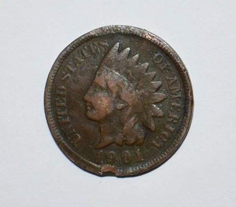 1901 Indian Head Penny Broad Strike, Clip, Missing Bow, Arrows, Mint Error, More Cover