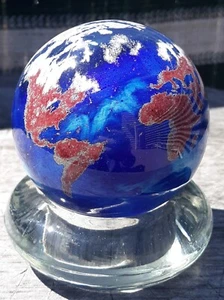 Vintage 1990 Lundberg Studios Art Glass World Globe Paperweight-Signed exc+ cond - Picture 1 of 6