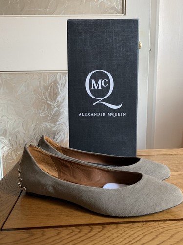 Ballerine MCQ ALEXANDER MCQUEEN verde oliva pallido a punta borchie taglia UK4 EU37